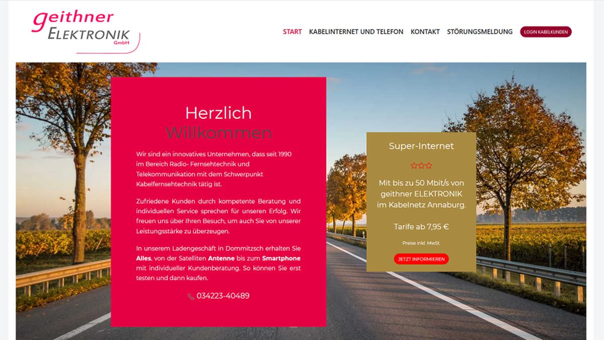 Referenz Website Geithner Elektronik erstellt von wegwb-Webdesing aus Wittenberg
